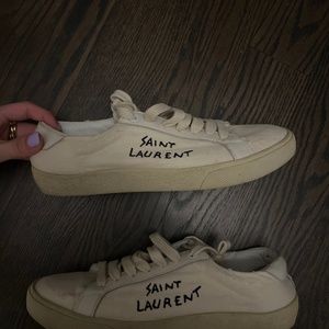 SAINT LAURENT EMBROIDERED CANVAS SNEAKERS